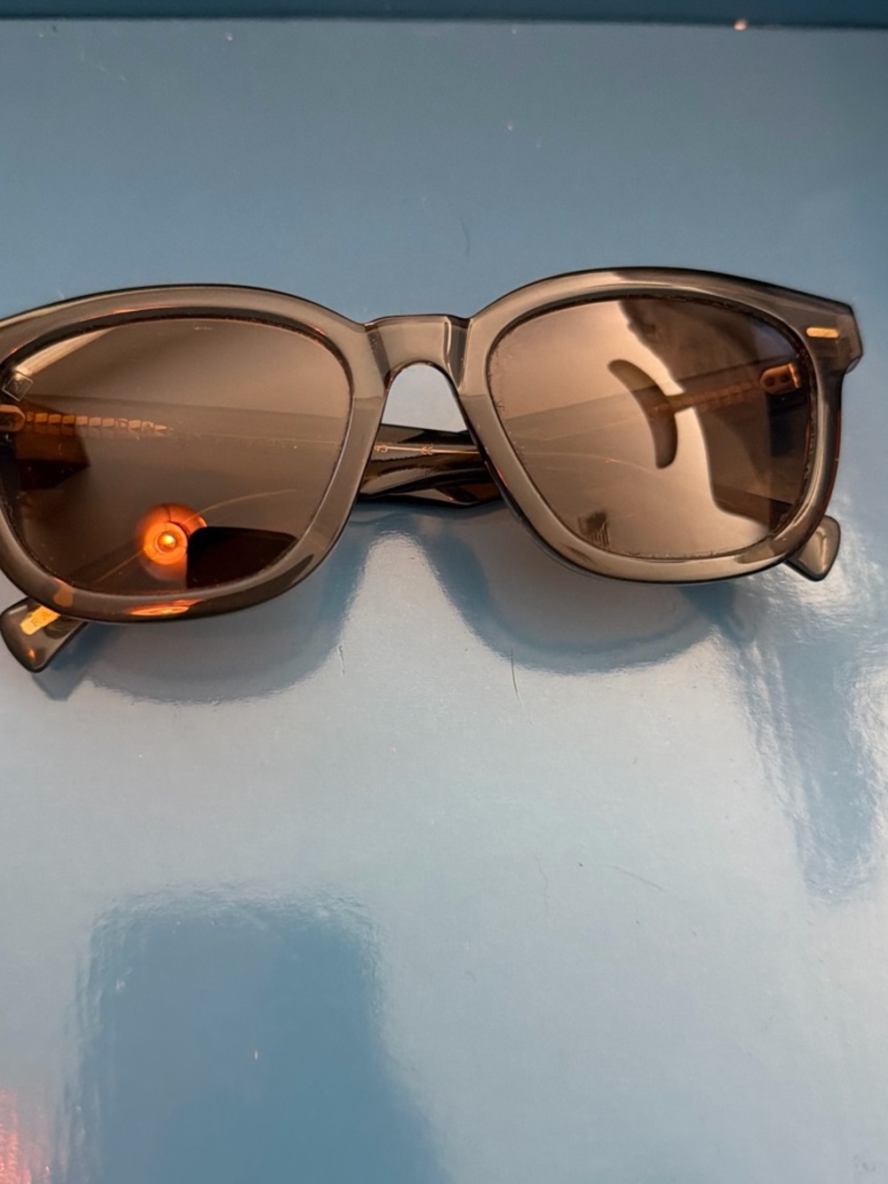 RAENI Men's Black Frame Sunglasses with Brown Lenses
